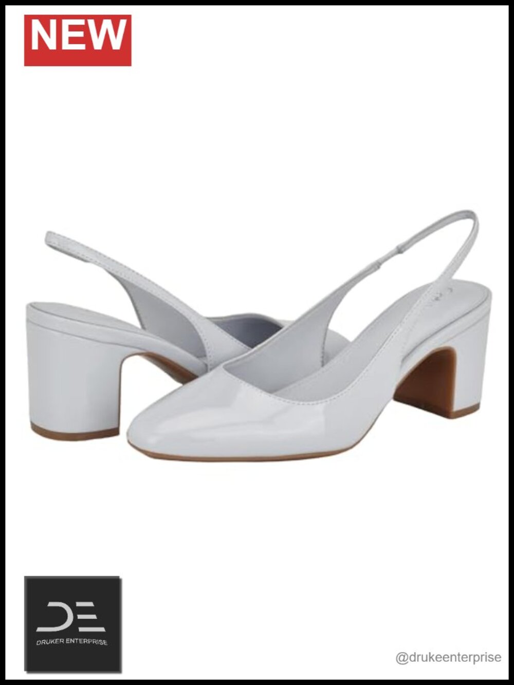 Faux Leather Pointy Toe Block Heel Slingback Pumps